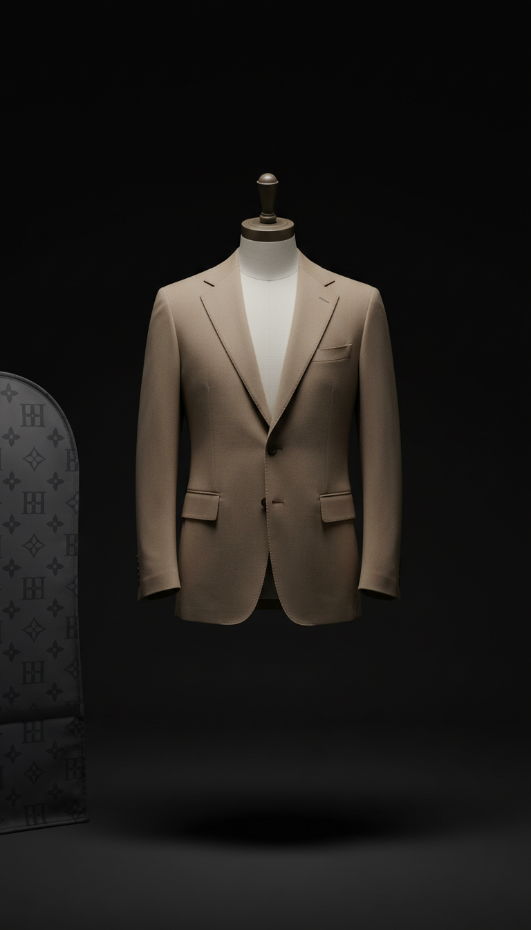 Single-Breasted Sandstone Taupe Cashmere-Blend Suit