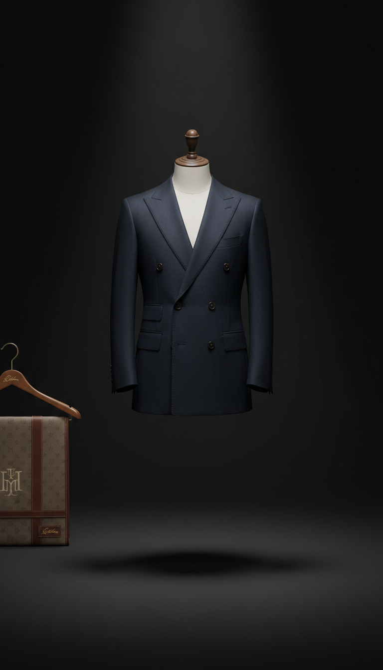 Double-Breasted Midnight Navy Wool Suit