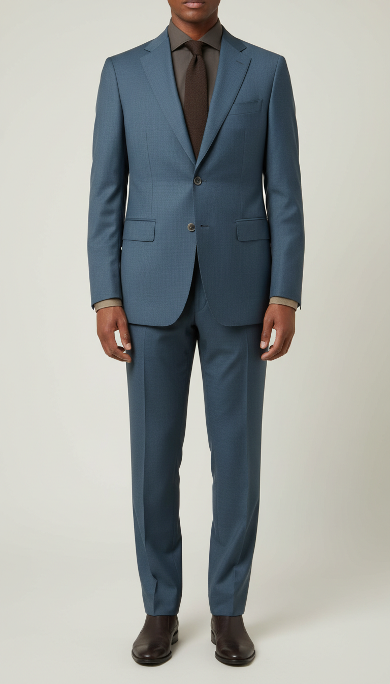 Single-breasted suit in slate blue