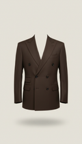 Double-breasted suit in espresso brown